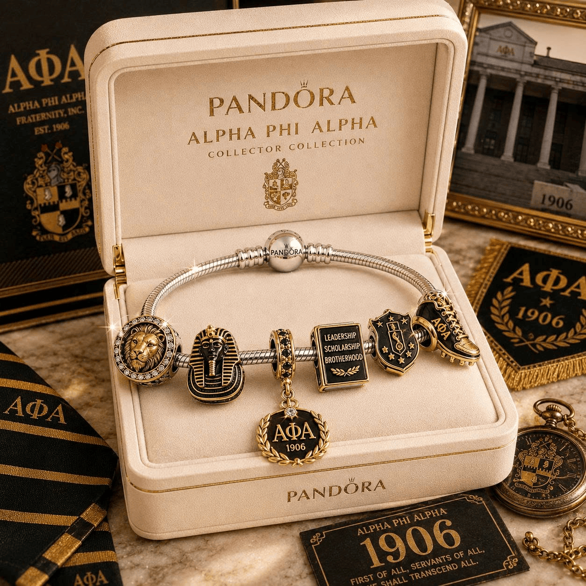 APA Sliver Charm Bracelet Set NHVH
