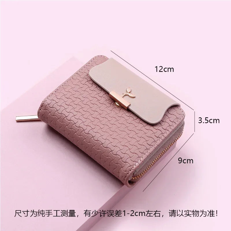 New Ladies Wallets Leaf Hasp Clutch Brand Designed Student Leather Mini Coin Purse Female Card Holder Money Bag Women Wallet